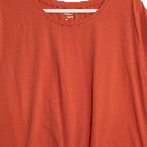 Mossimo Womens 2X Rust Orange Short Sleeve Top With Knot Detail - Picture 3 of 10